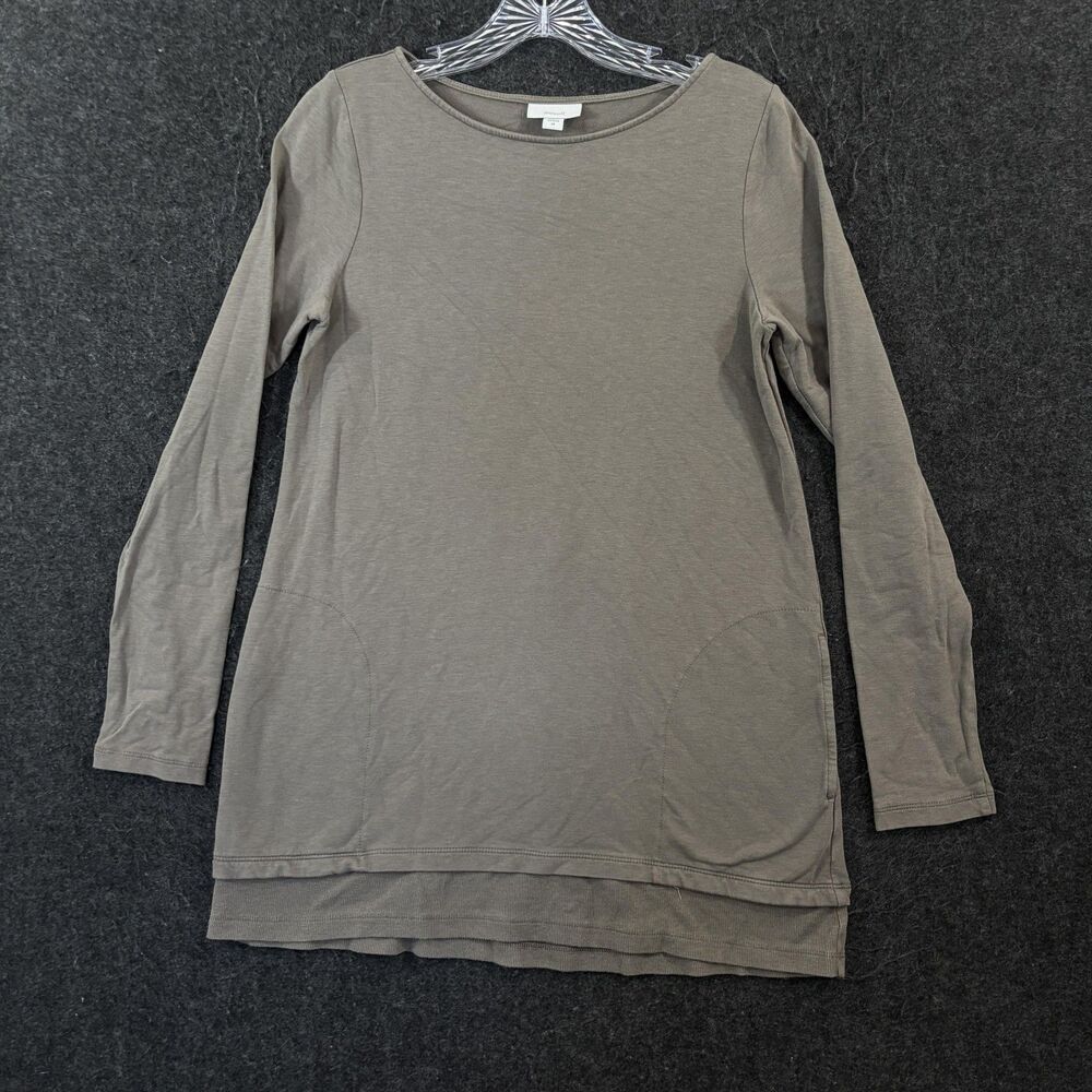 J Jill Pure Jill Shirt Women's XS Gray Pima Cotton Jersey Tunic Pockets